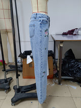 Women's Floral Embroidered Wide Leg Jeans