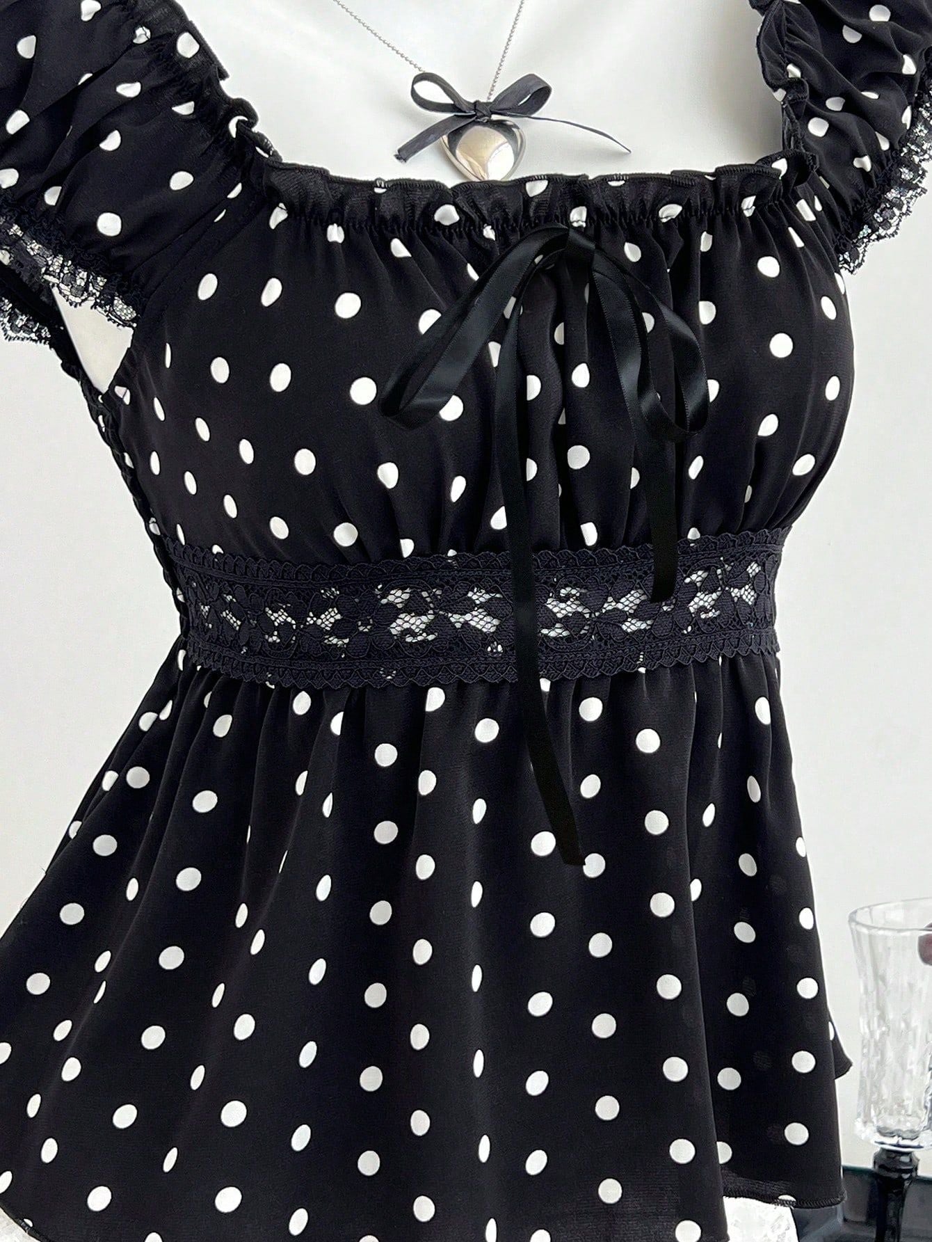 Women's Polka Dot Peplum Blouse