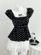 Women's Polka Dot Peplum Blouse