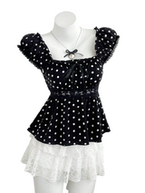 Women's Polka Dot Peplum Blouse