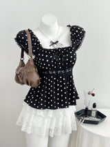 Women's Polka Dot Peplum Blouse