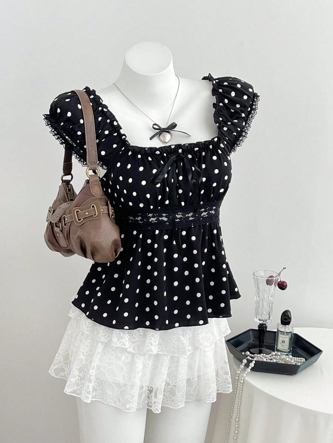 Women's Polka Dot Peplum Blouse