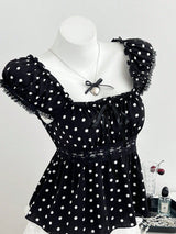 Women's Polka Dot Peplum Blouse