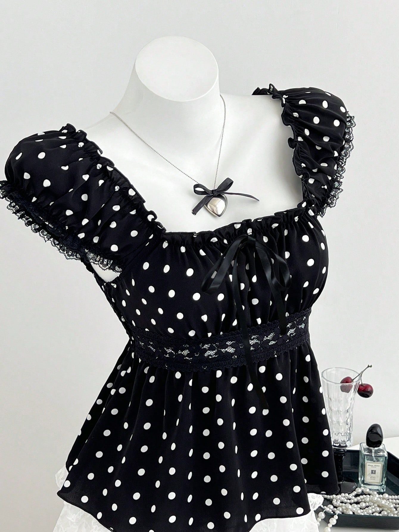 Women's Polka Dot Peplum Blouse