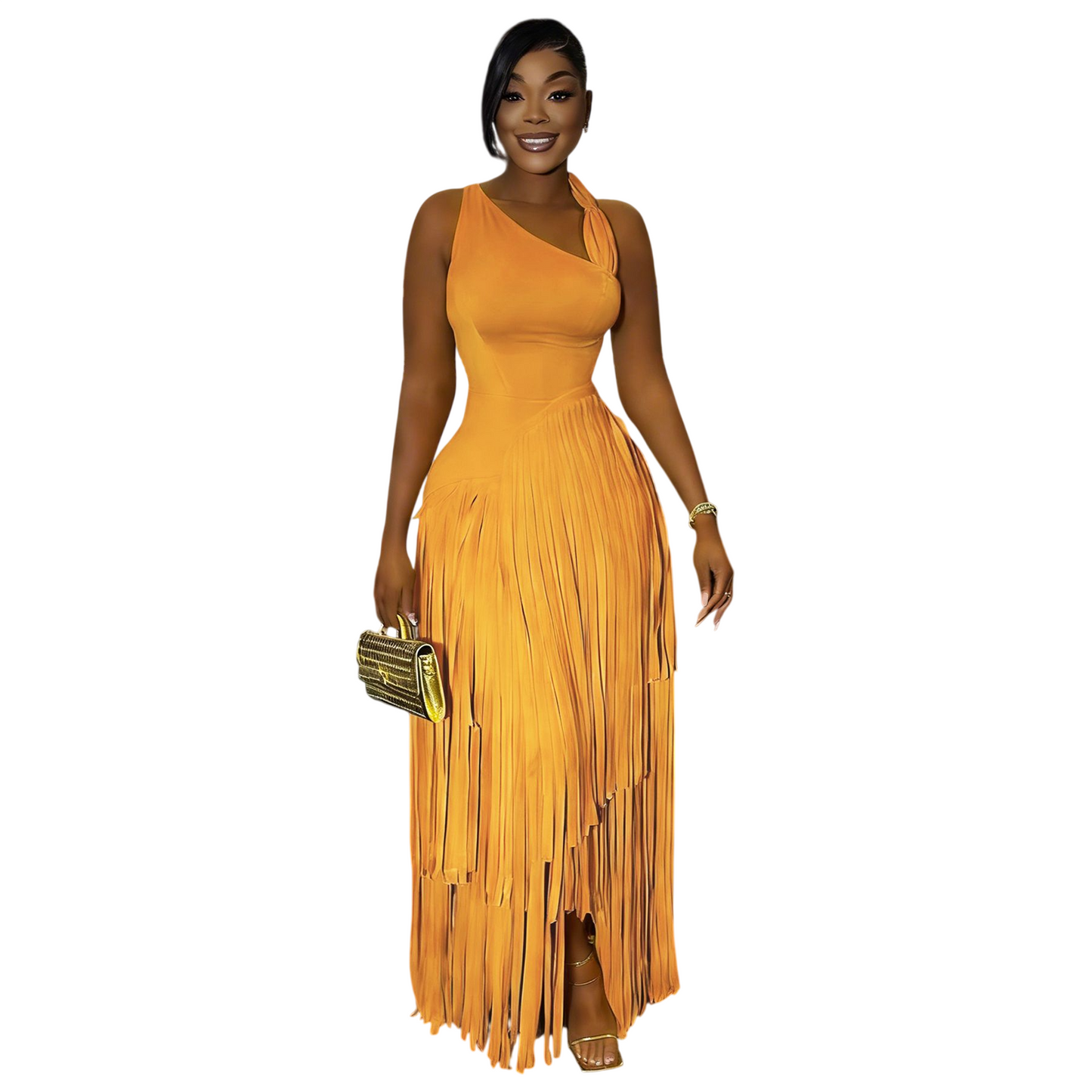 Women's Pleated Maxi Dress with Halter Neck