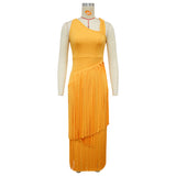 Women's Pleated Maxi Dress with Halter Neck