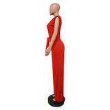 Women's One Shoulder Belted Wide Leg Jumpsuit