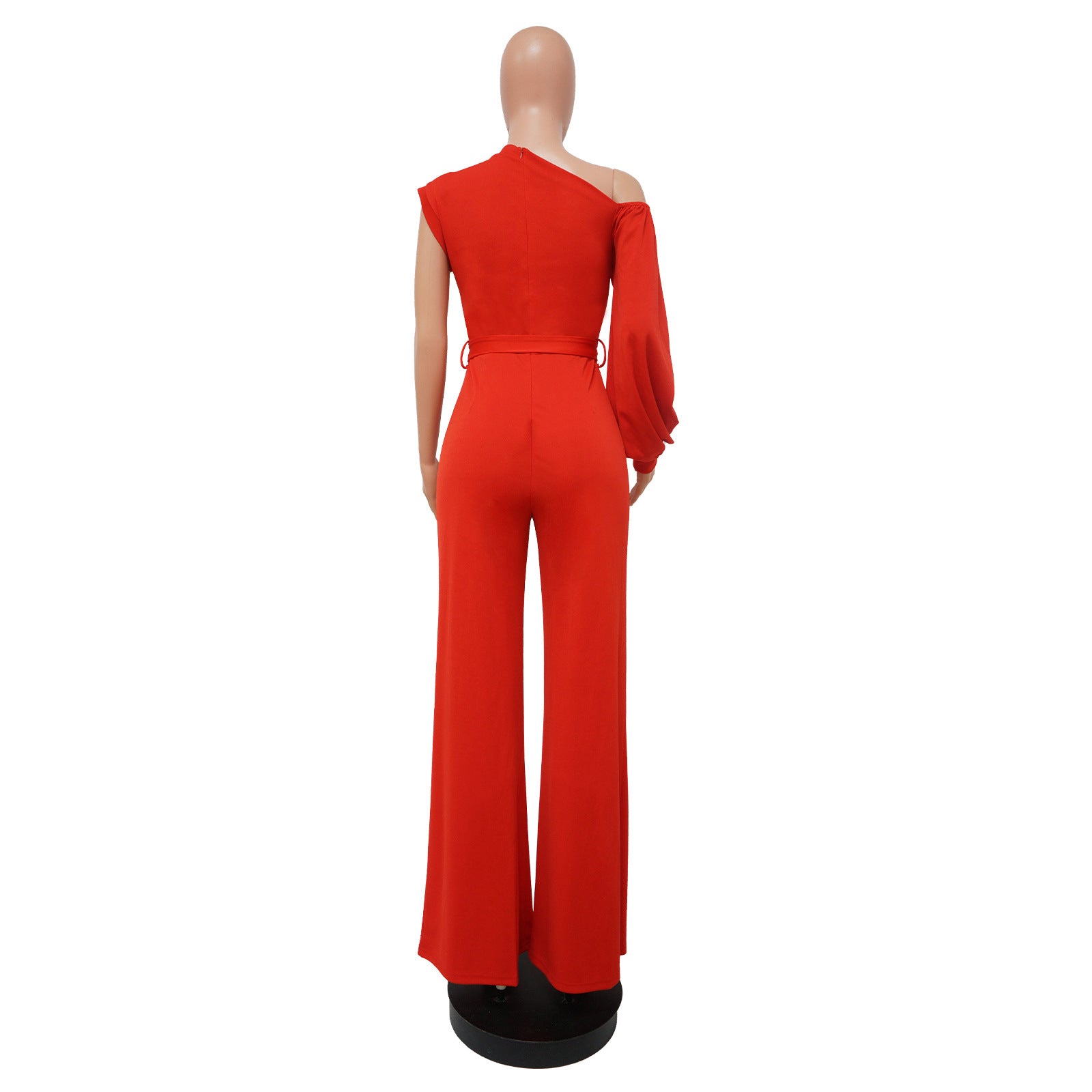 Women's One Shoulder Belted Wide Leg Jumpsuit