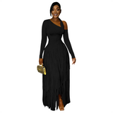 Women's Pleated Long Sleeve Maxi Dress