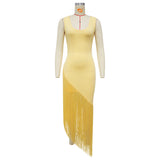 Women's Sleeveless Fringe Midi Dress