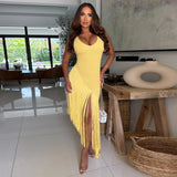 Women's Sleeveless Fringe Midi Dress