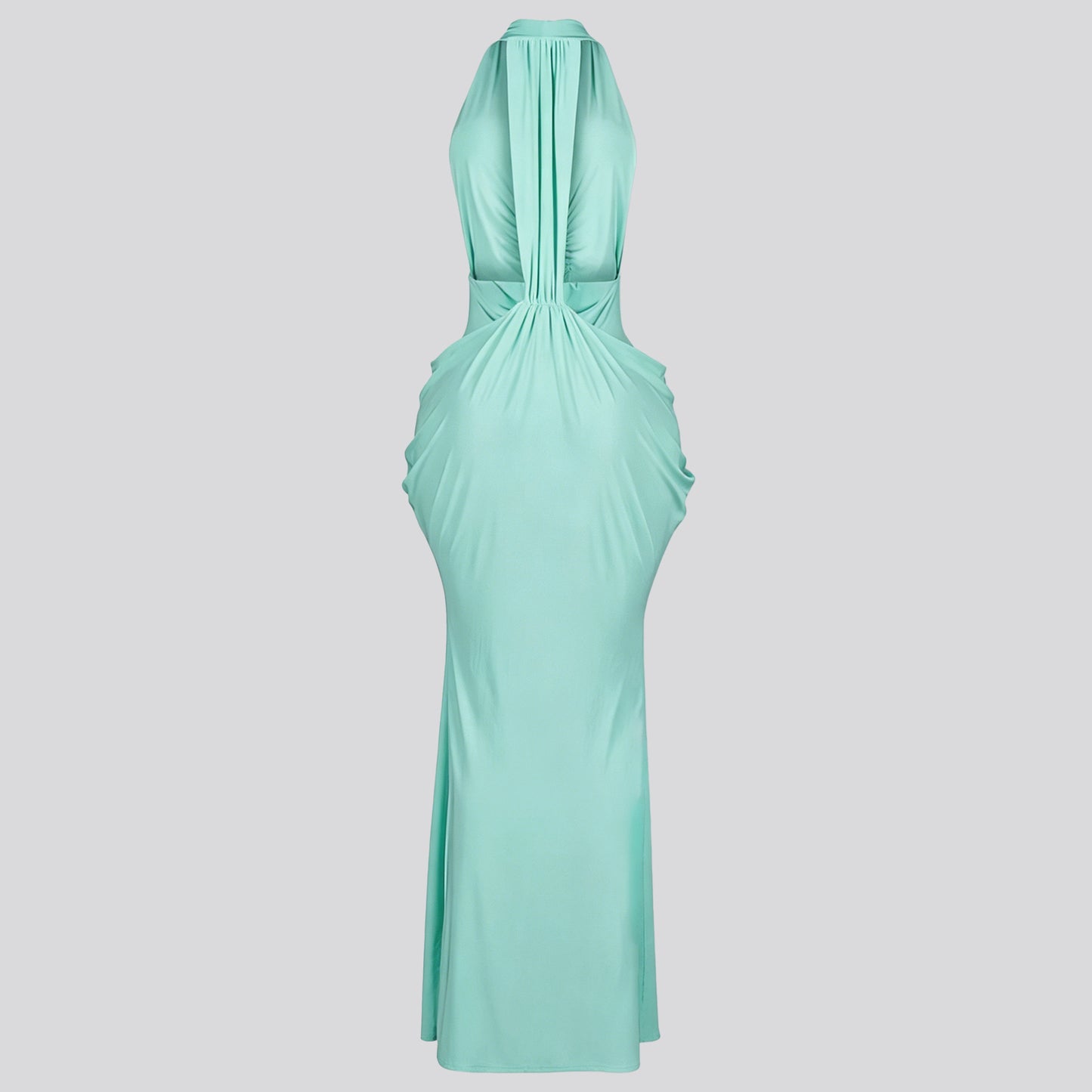 Women's Halter Neck Ruched Maxi Dress