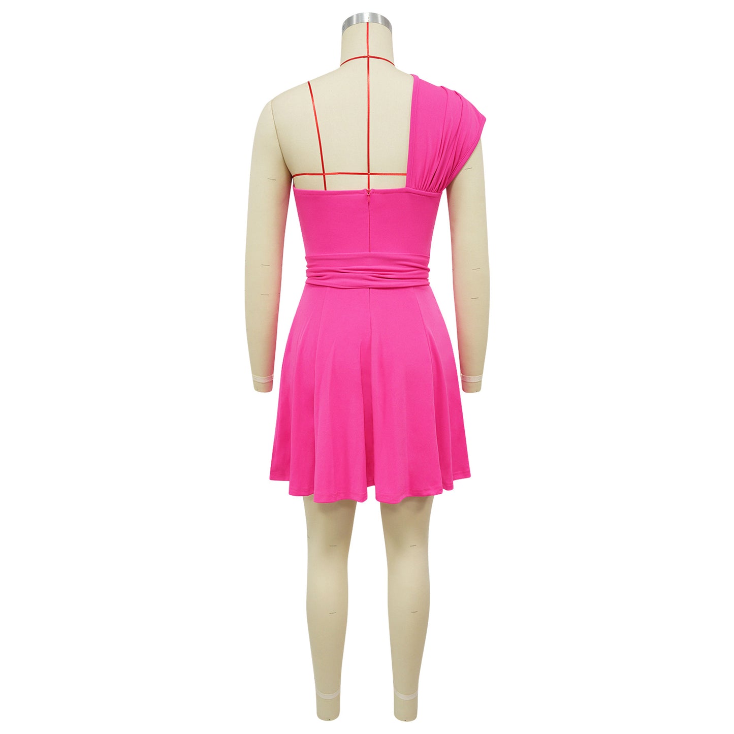 Women's One Shoulder Belted Mini Dress