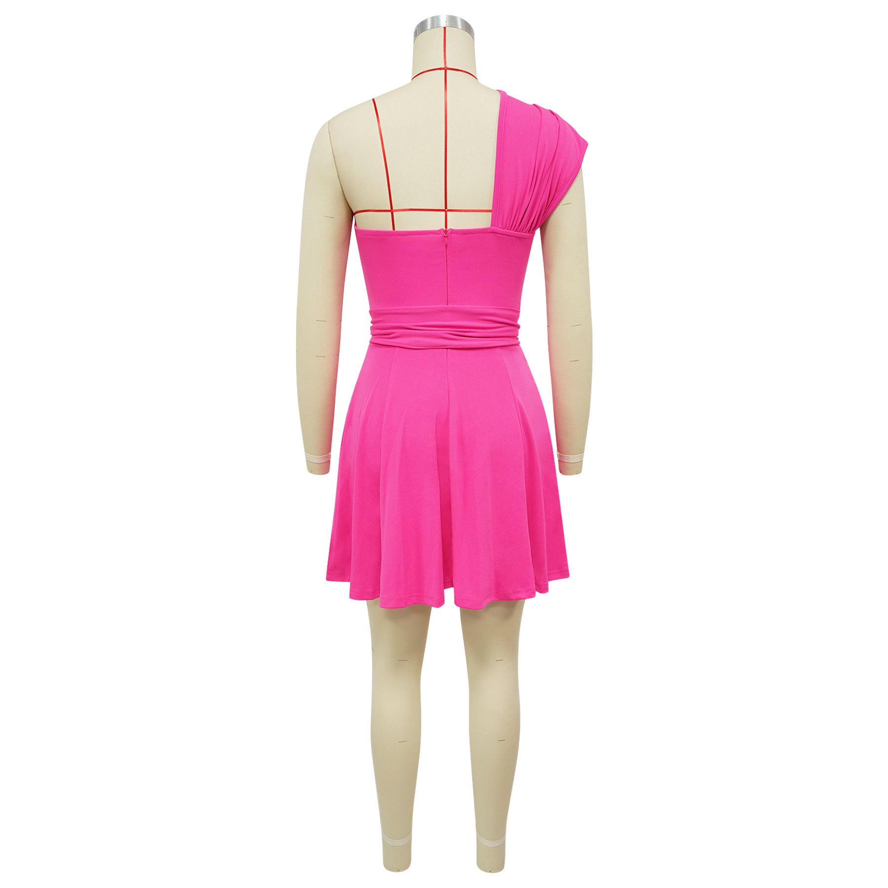 Women's One Shoulder Belted Mini Dress