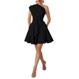 Women's One Shoulder Belted Mini Dress