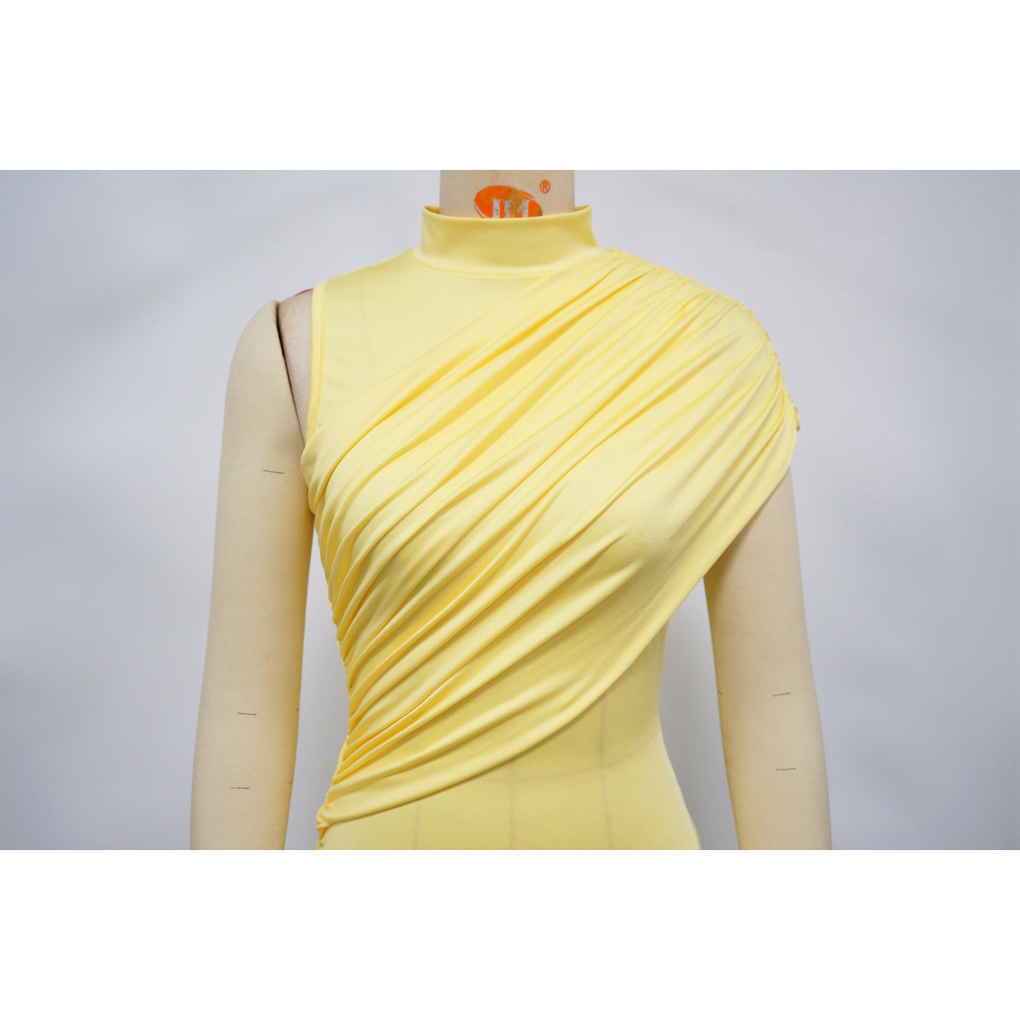 Women's Ruched Mini Dress with Long Train