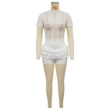 Women's Lace Ruffle Romper with Belt