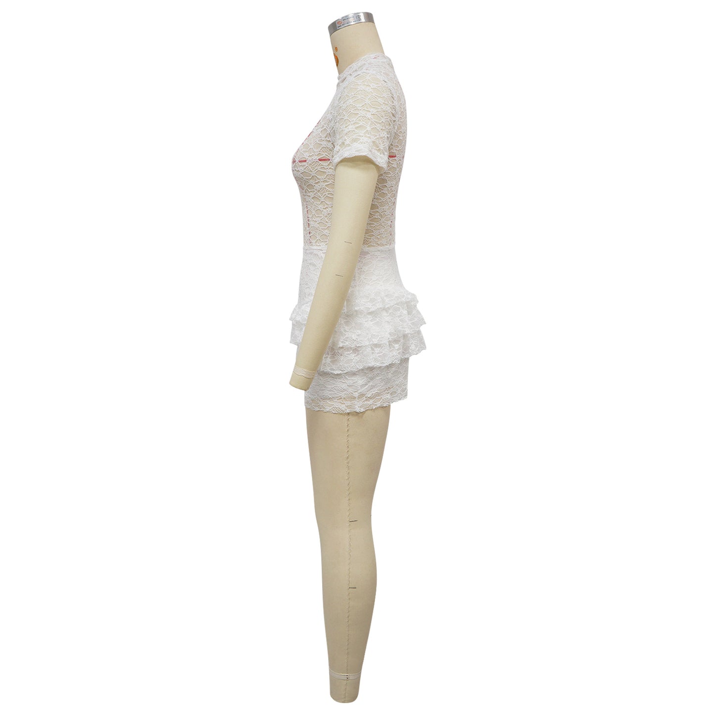Women's Lace Ruffle Romper with Belt