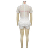 Women's Lace Ruffle Romper with Belt