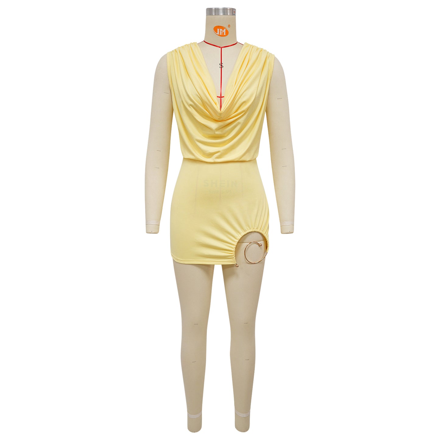 Women's Draped Cowl Neck Mini Dress