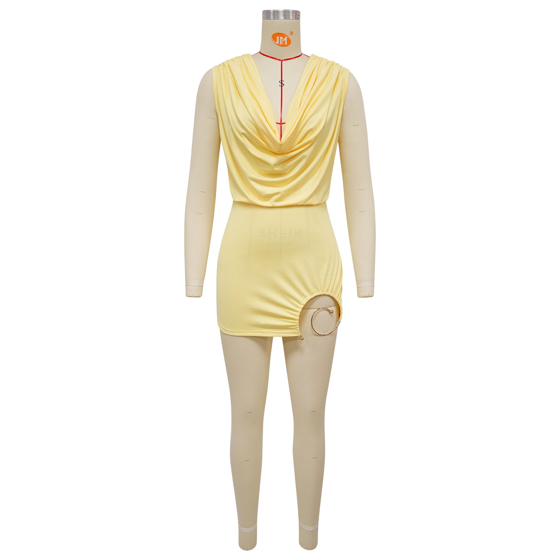 Women's Draped Cowl Neck Mini Dress