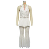Women's Peplum Lace Flare Pants 2 Piece Set