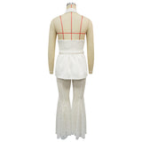 Women's Peplum Lace Flare Pants 2 Piece Set