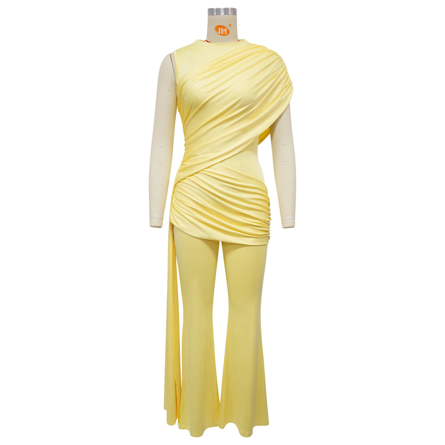Women's Ruched Asymmetrical Flare Jumpsuit