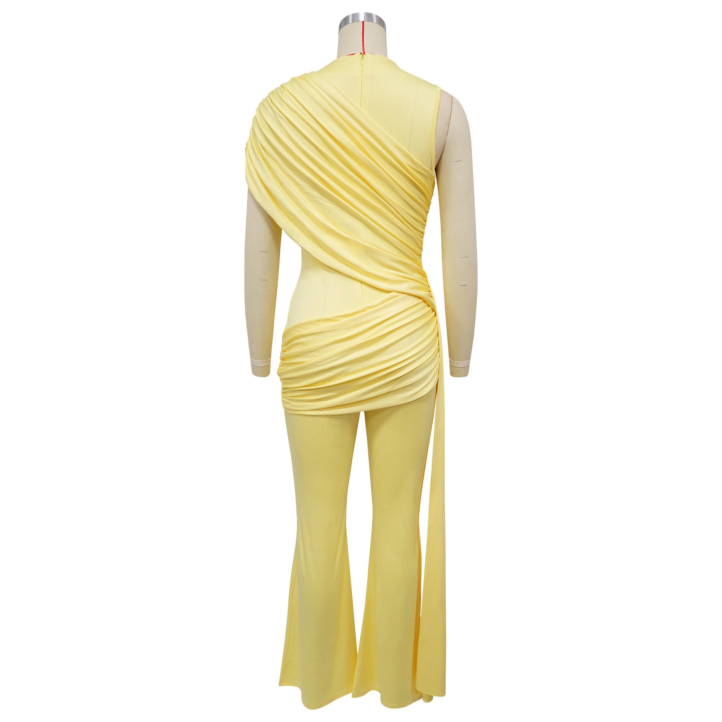 Women's Ruched Asymmetrical Flare Jumpsuit