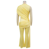 Women's Ruched Asymmetrical Flare Jumpsuit