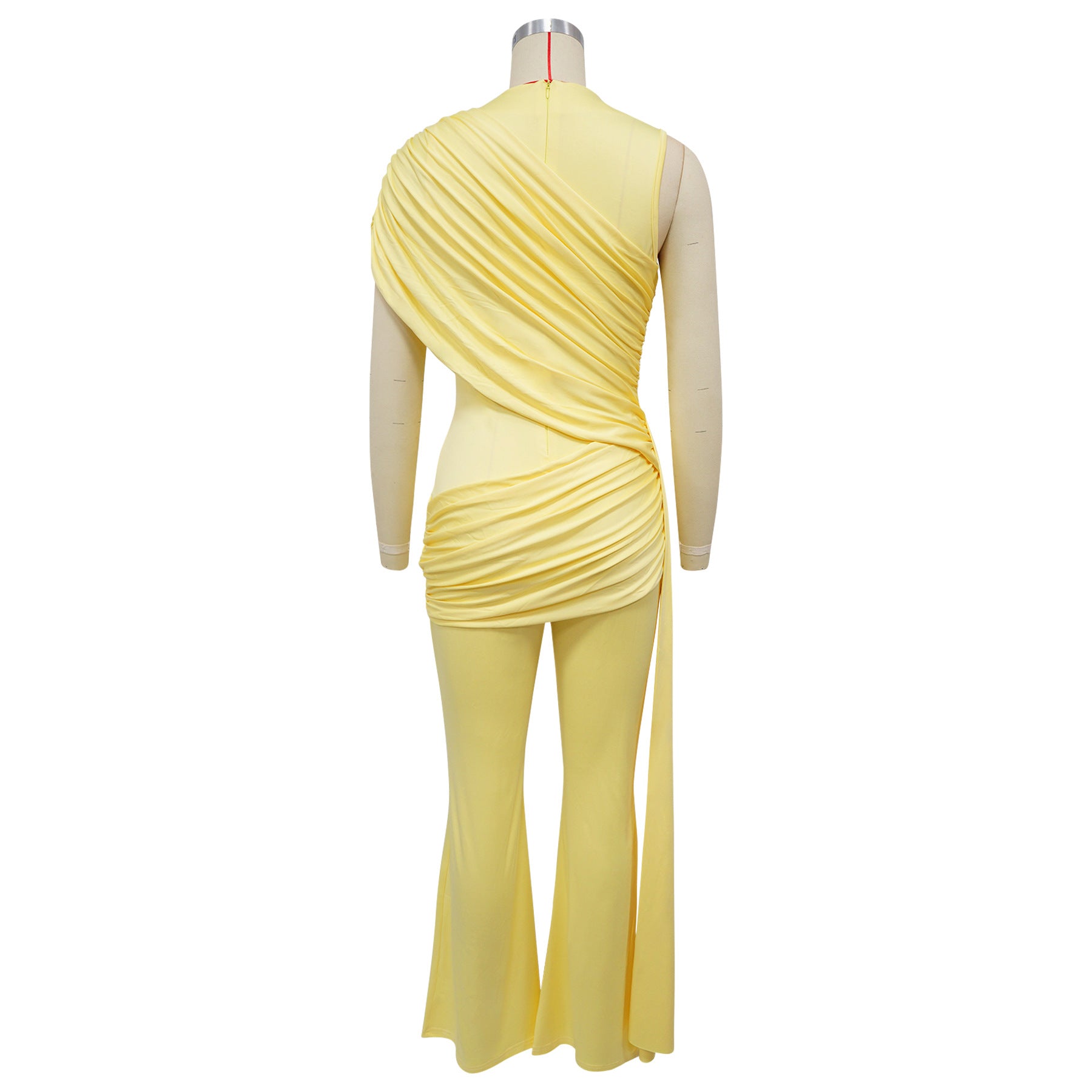 Women's Ruched Asymmetrical Flare Jumpsuit