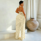 Women's Polka Dot Crop Top Wide Leg Set