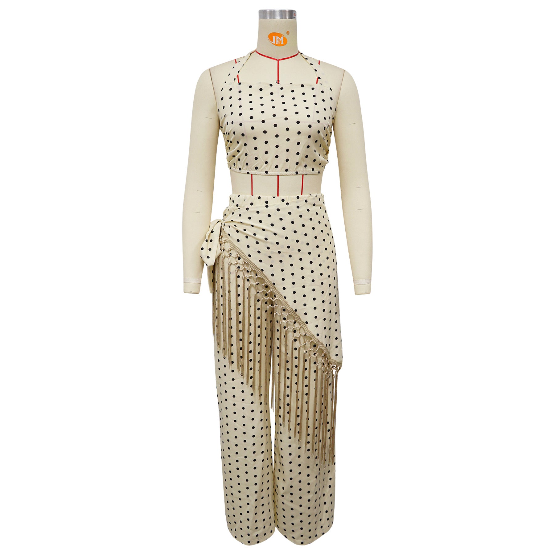 Women's Polka Dot Crop Top Wide Leg Set