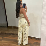 Women's Polka Dot Crop Top Wide Leg Set