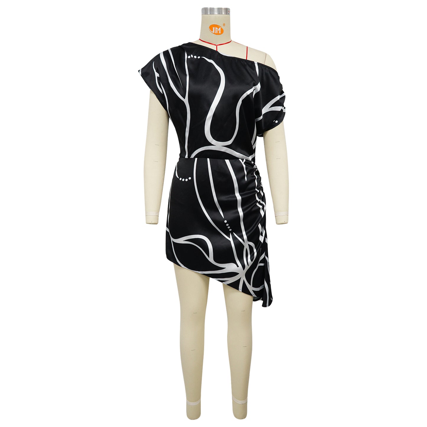 Women's One Shoulder Ruched Mini Dress