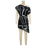 Women's One Shoulder Ruched Mini Dress