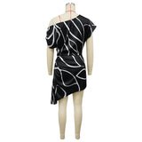 Women's One Shoulder Ruched Mini Dress
