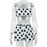 Women's Polka Dot Crop Top Shorts Set