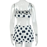 Women's Polka Dot Crop Top Shorts Set