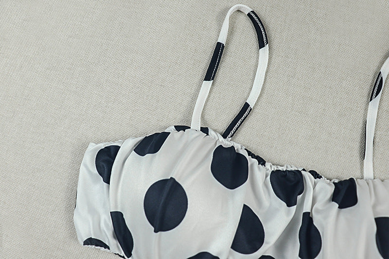 Women's Polka Dot Crop Top Shorts Set