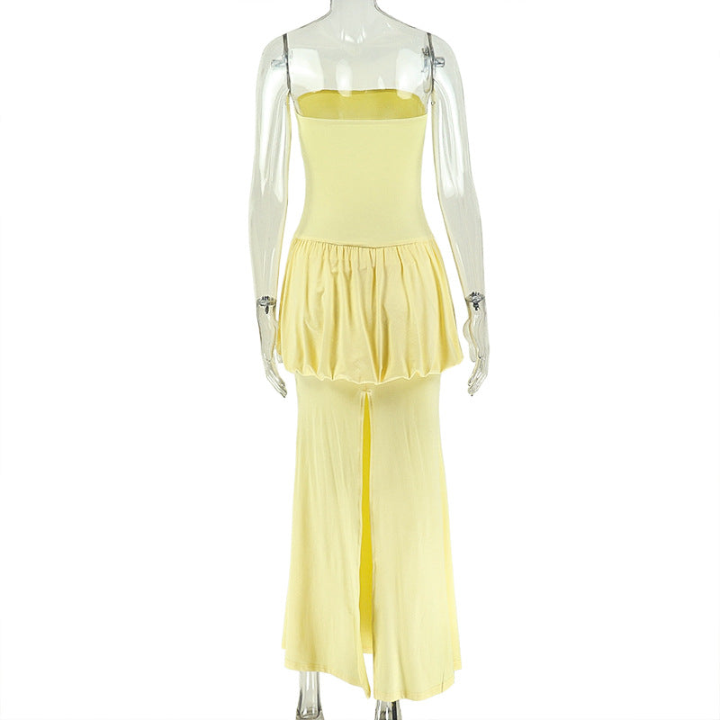 Women's Strapless Ruched Maxi Dress