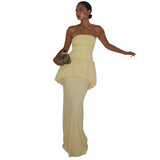 Women's Strapless Ruched Maxi Dress