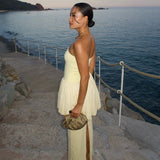 Women's Strapless Ruched Maxi Dress