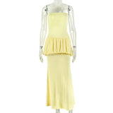 Women's Strapless Ruched Maxi Dress