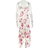 Women's Floral Ruched Asymmetrical Maxi Dress