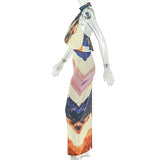 Women's Printed Halter Neck Maxi Dress