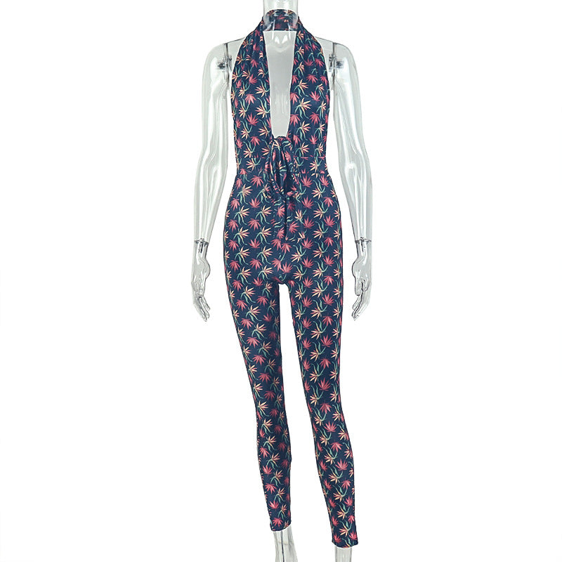 Women's Halter Neck Printed Jumpsuit