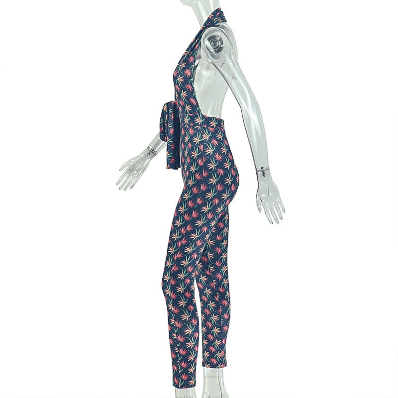 Women's Halter Neck Printed Jumpsuit