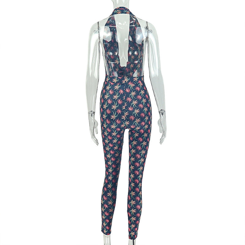 Women's Halter Neck Printed Jumpsuit