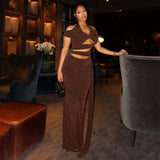 Women's Cutout Off Shoulder Maxi Dress